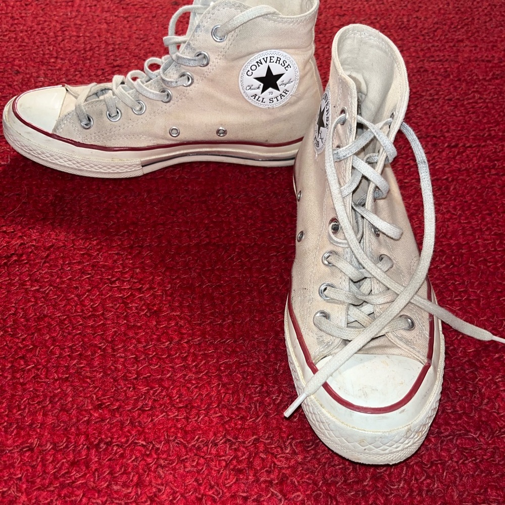 Converse All Star High-Top Sneakers in Beige and White
